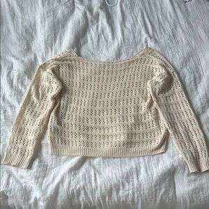SHEIN Cream Crew Neck Sweater with Ribbed Texture